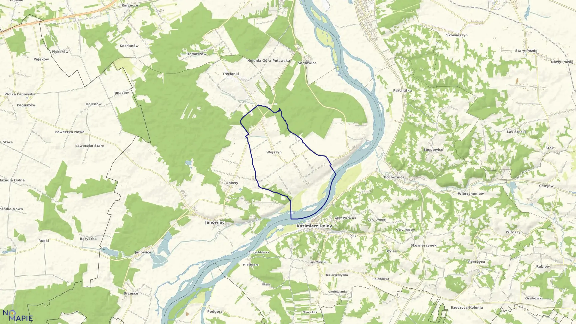 Mapa obrębu WOJSZYN w gminie Janowiec